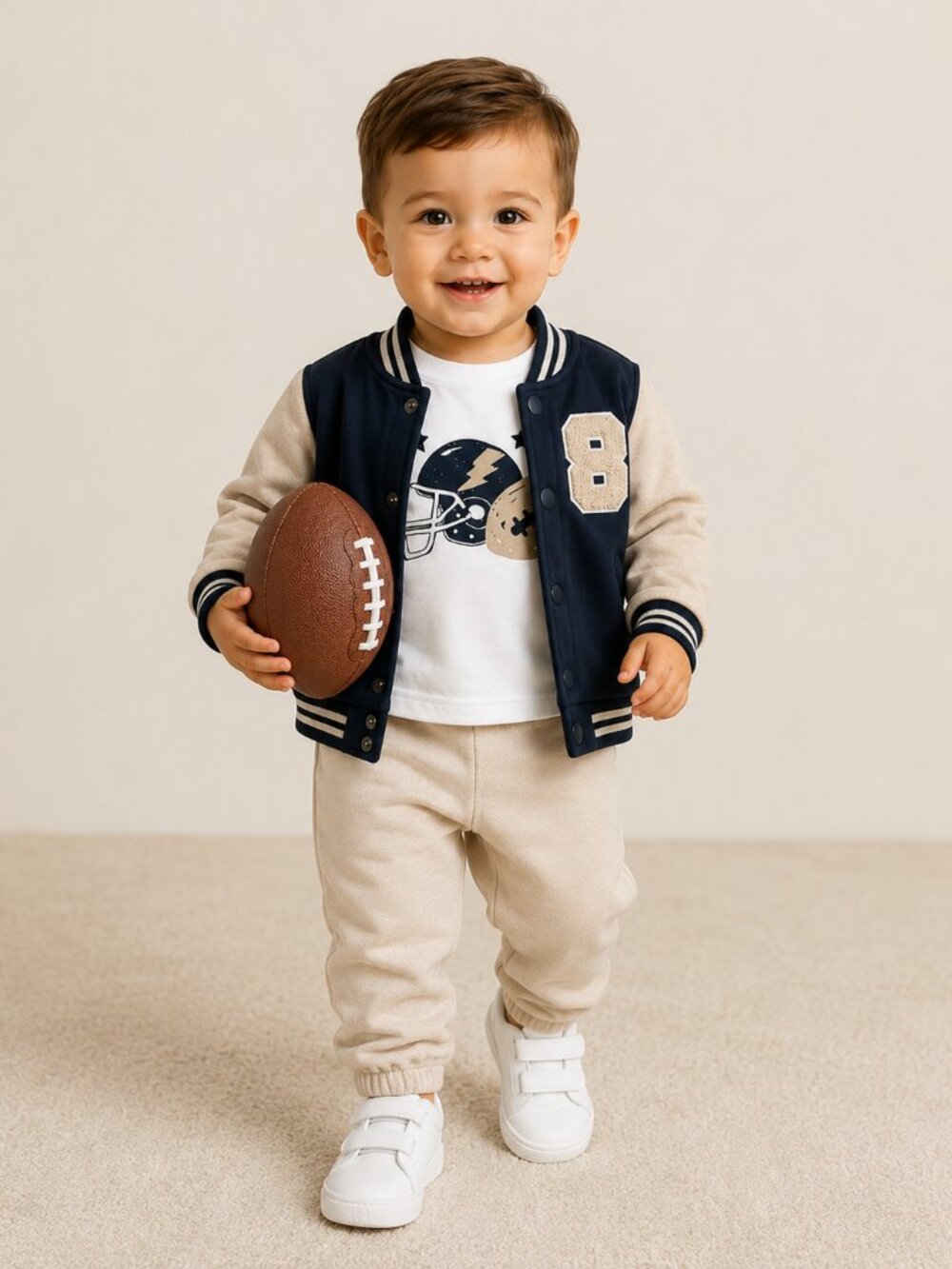 NWT Baby Essentials 3 Piece Baby Toddler Boy Varsity Football Outfit Set